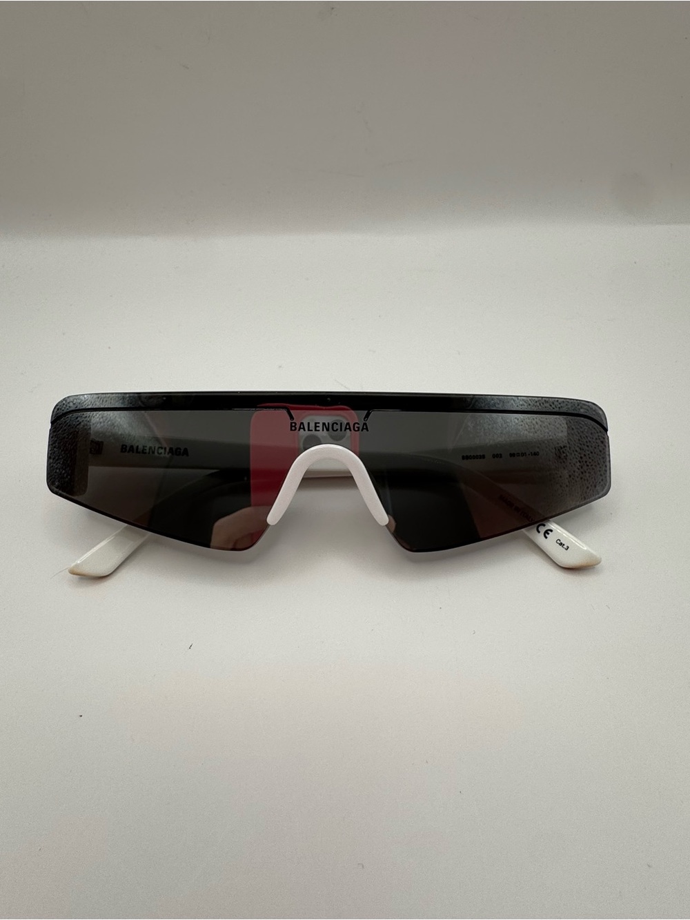 Balenciaga BB0003S Shield Visor Sunglasses White Black Made In Italy Rare